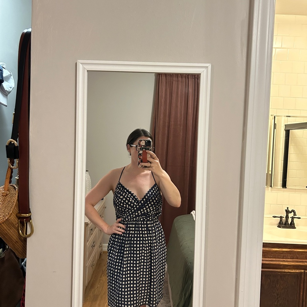 Shoshanna Navy and White pattern Silk Mini Dress